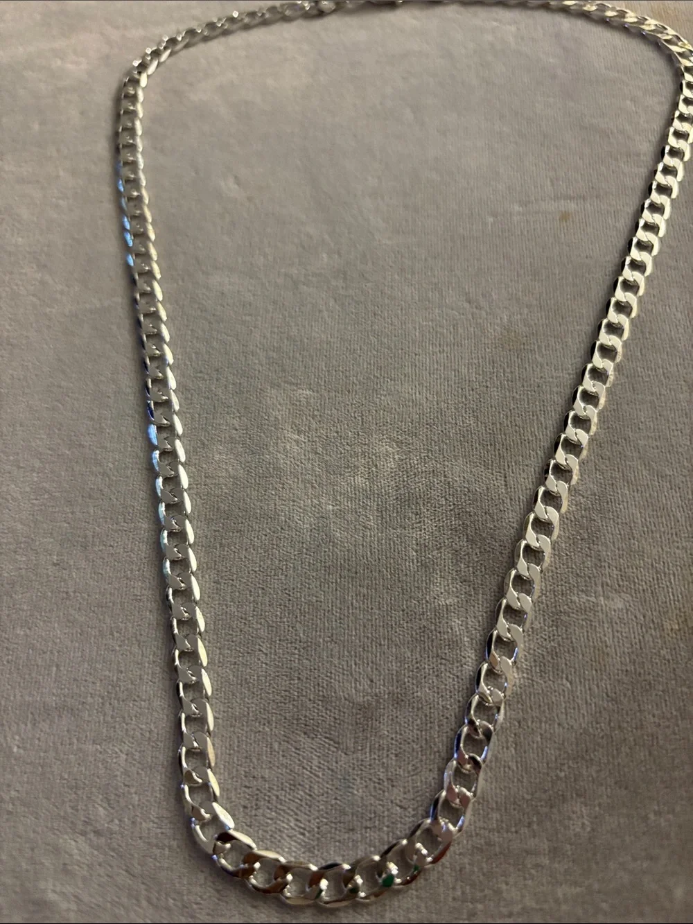 Silver Men’s Cuban Link Chain Necklace - Polished Silver Finish